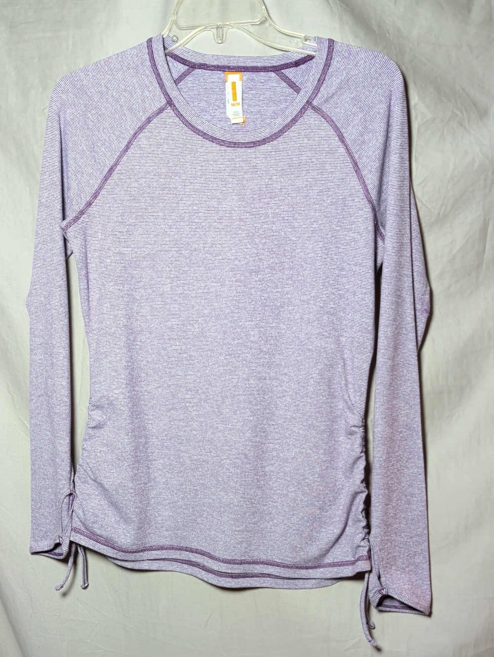 Lucy Lavender Long-Sleeve Jersey Top with Side Ties Athletic Active Wear